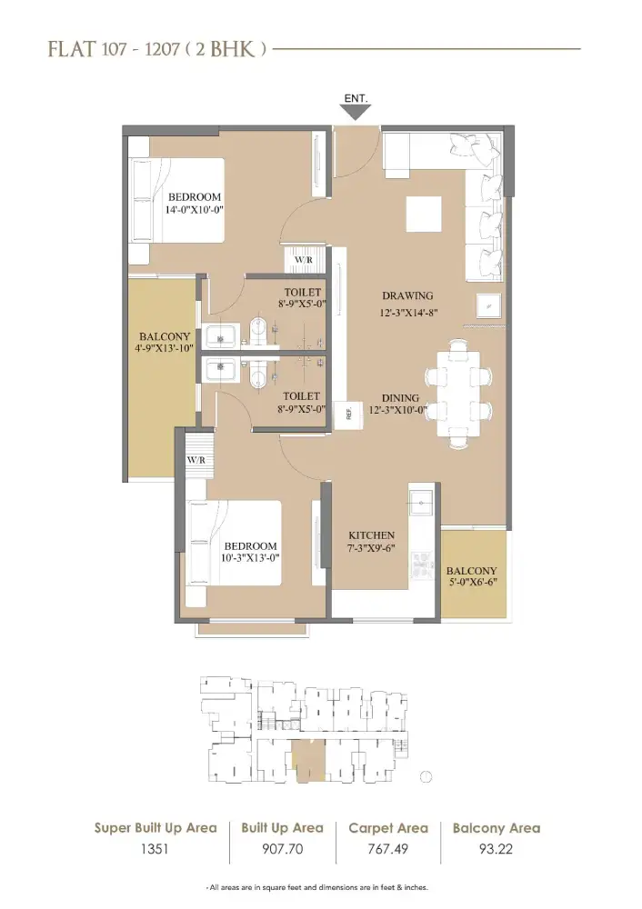 2 BHK Floor Plan 1