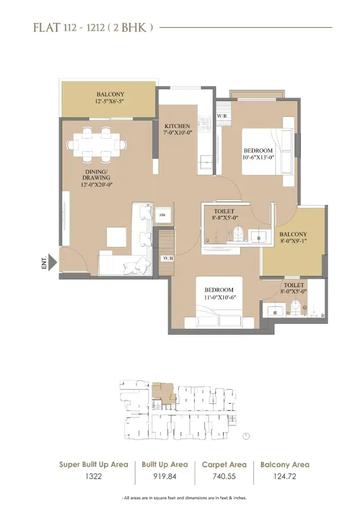 2 BHK Floor Plan 1