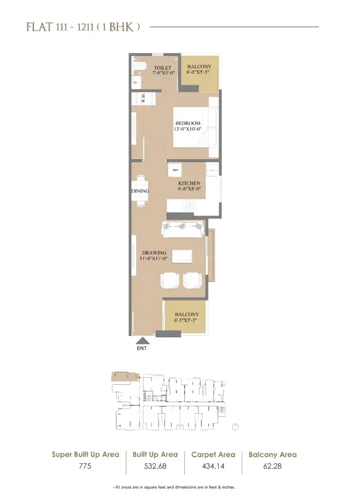 1 BHK Floor Plan 1