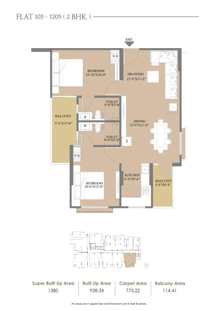 2 BHK Floor Plan 1
