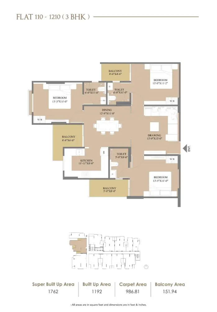 3 BHK Floor Plan 1