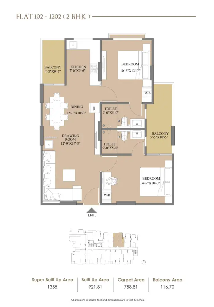 2 BHK Floor Plan 1