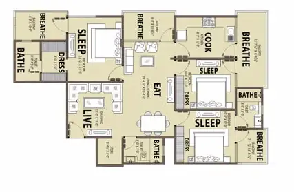 3 BHK Floor Plan 1