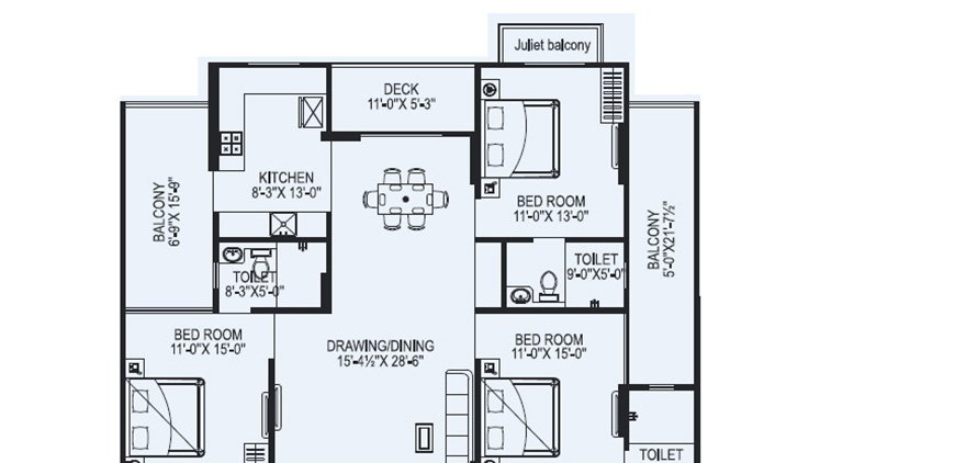 3 BHK Floor Plan 1