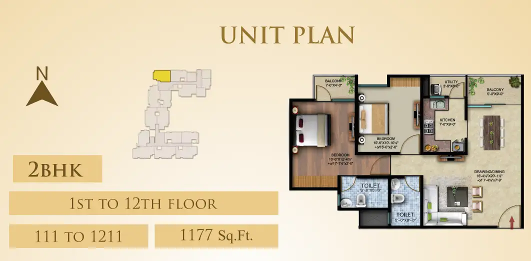 2 BHK Floor Plan 1