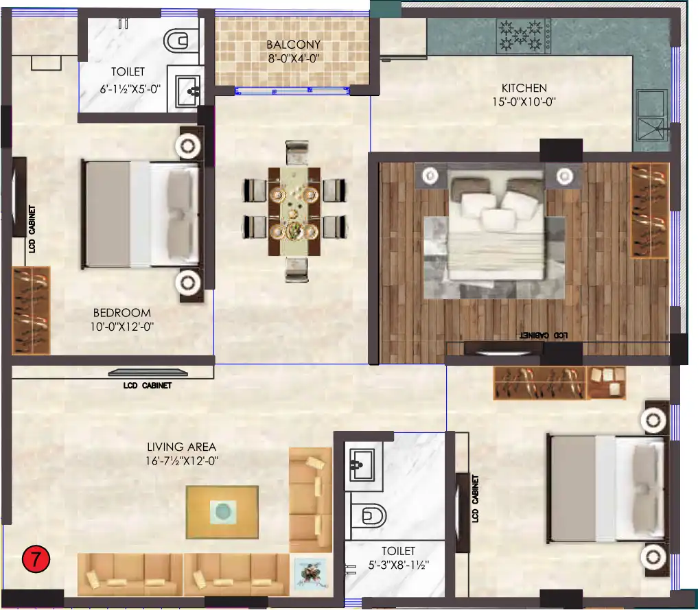 3 BHK Floor Plan 1
