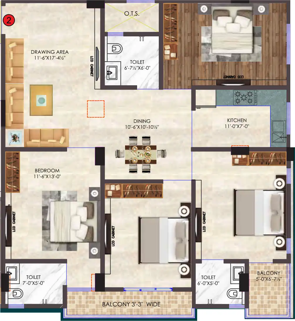 4 BHK Floor Plan 1